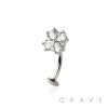 MULTI CZ FLOWER TOP 316L SURGICAL STEEL THREADLESS FLOATING BELLY BUTTON RING 